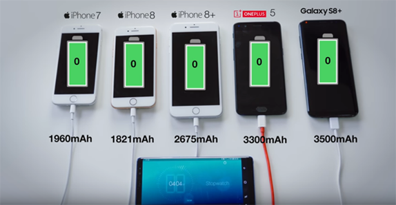 iPhone 8 Plus, Galaxy S8 Plus ve OnePlus 5 Hızlı Şarj Testi Video iPhone 8 Plus, Galaxy S8 Plus ve OnePlus 5 Hızlı Şarj Testi Video