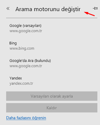 Microsoft Edge'de Adres Çubuğu Arama Motorunu Değiştirelim Microsoft Edge'de Adres Çubuğu Arama Motorunu Değiştirelim