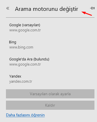 Microsoft Edge'de Adres Çubuğu Arama Motorunu Değiştirelim