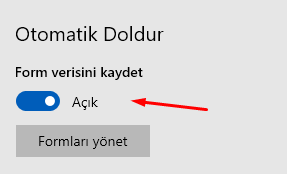 Microsoft Edge'de Form Verisi Kaydetmeyi Kapatalım