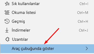 Microsoft Edge'de Araç Çubuğuna Geçmiş Kısayolu Eklemek