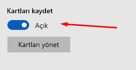 Microsoft Edge'de Kart Bilgisi Kaydetmeyi Kapatalım