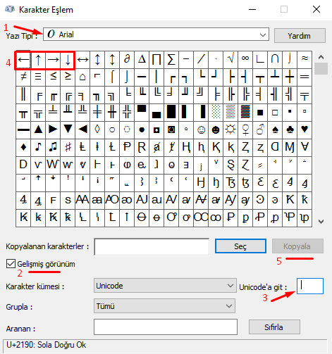 Klavyede Sağ-Sol-Aşağı-Yukarı Ok İşaretleri Nasıl Yapılır?