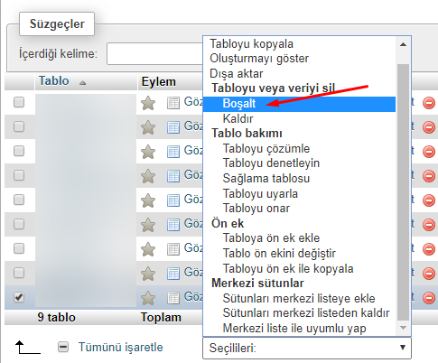 phpMyAdmin ile Tablo Boşaltma Nasıl Yapılır? phpMyAdmin ile Tablo Boşaltma Nasıl Yapılır?