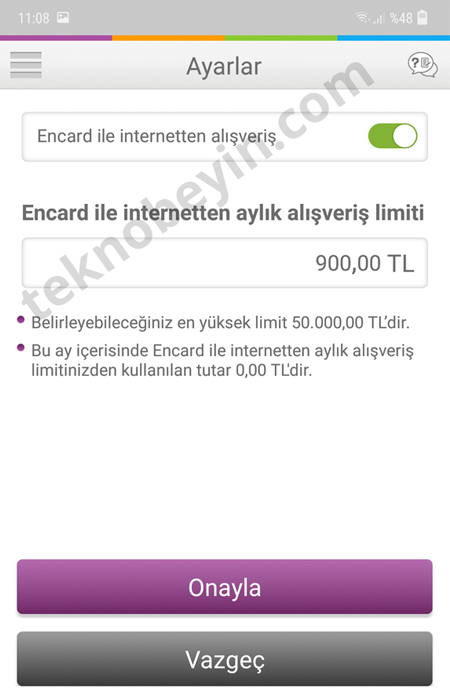 Enpara Encard İnteret Alışveriş Limiti Arttırma Azaltma