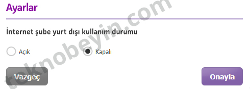 Enpara İnternet Şubesi Yurt Dışı Kullanımı Değiştirme