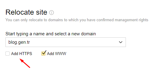 Yandex Webmaster'da Site URL'sini HTTPS Yapalım