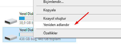 Windows 10 Sürücü İsim Değiştirme Nasıl Yapılır?