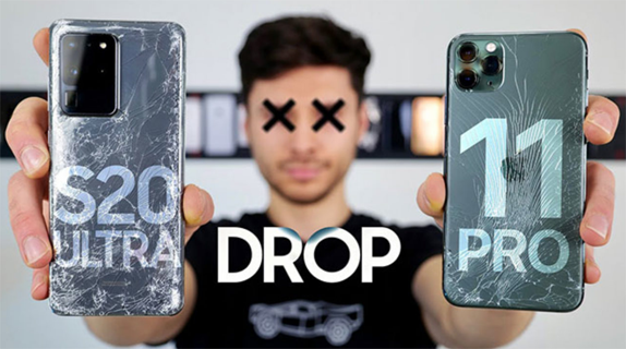 Galaxy S20 Ultra ve iPhone 11 Pro Max Düşme Testi Galaxy S20 Ultra ve iPhone 11 Pro Max Düşme Testi