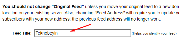 FeedBurner RSS Başlığı Değiştirme Nasıl Yapılır?