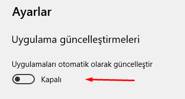 Microsoft Store Otomatik Uygulama Güncellemeyi Kapatalım