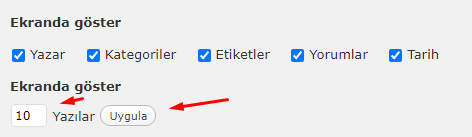WordPress Admin Panel'deki Yazı Sayısını Değiştirelim WordPress Admin Panel'deki Yazı Sayısını Değiştirelim