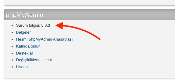 Plesk'te phpMyAdmin Sürümü Nasıl Öğrenilir?