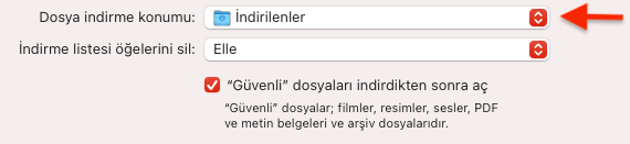 Safari İndirme Konumu Değiştirmek