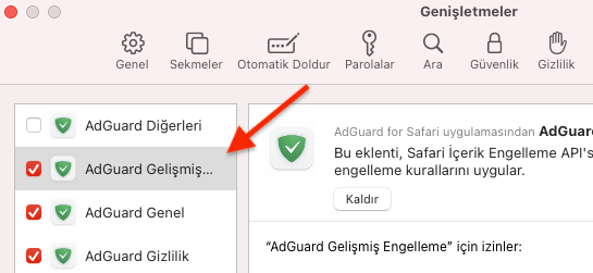 safari de reklam engelleme