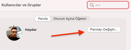 MAC Bilgisayar Kullanıcı Şifresini Değiştirme