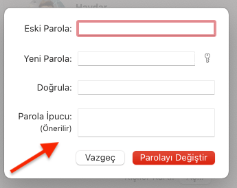 Apple Bilgisayar Kullanıcı Şifresi Değiştirme