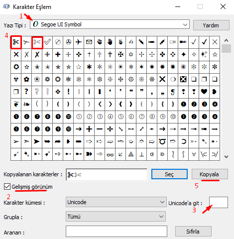 Bilgisayarda Klavyede Siyah Beyaz Makas İşareti Nasıl Yapılır?