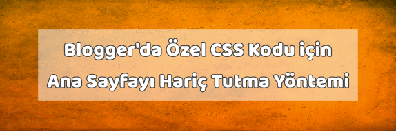 Blogger'da Özel CSS Kodu için Ana Sayfayı Hariç Tutma Yöntemi Blogger'da Özel CSS Kodu için Ana Sayfayı Hariç Tutma Yöntemi