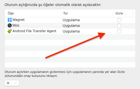 MAC Başlangıçta Açılan Programları Kapatma 4