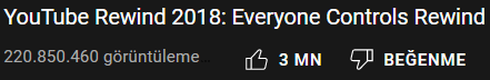 YouTube Beğenmeme Sayısı Gözükmüyor