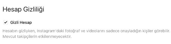 Instagram Hesap Gizlemek