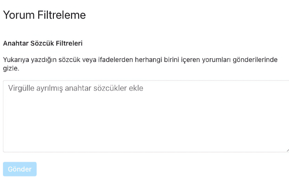 Instagram Yorum Filtrelemek