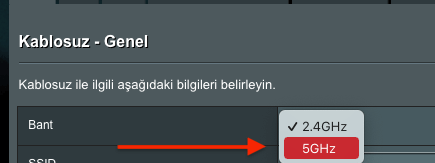 ASUS Modem Bant Değiştirmek 2