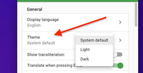 Translatium'da Koyu Mod Açma 2