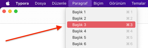 Typora'da Başlık Ekleme 3