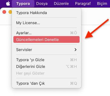 Typora'da Güncelleme Denetleme 2