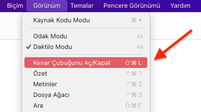Typora'da Kenar Çubuğu Açma - Kapatma 3 Typora'da Kenar Çubuğu Açma - Kapatma 3