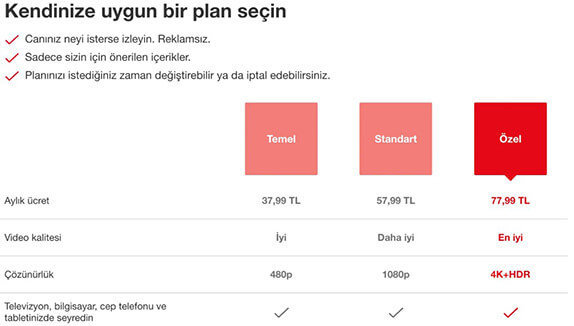 Netflix Türkiye 2022 Fiyat Listesi