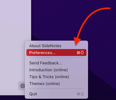 macOS SideNotes Font Boyutu Değiştirmek 1