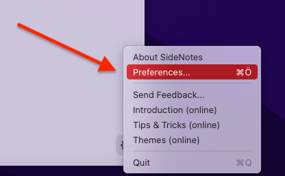 macOS SideNotes Not Rengi Belirlemek 1