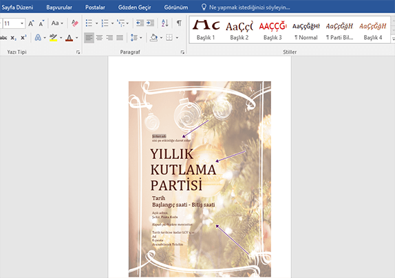 Word'de Davetiye Nasıl Yapılır? - 3