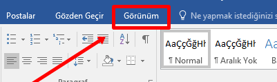 Word'de Gezinti Bölmesi Nasıl Açılır? - 1