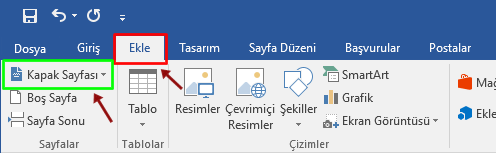 Word'de Kapak Sayfası Ekleme - 1 Word'de Kapak Sayfası Ekleme - 1