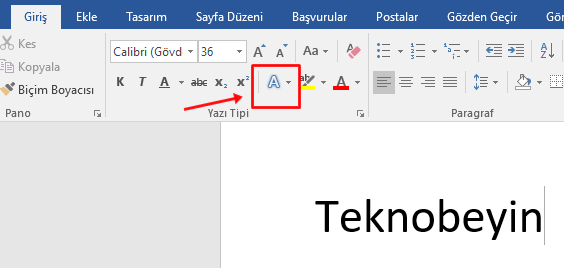 Word'de Kelimeye Parlama Efekti Verme 1 Word'de Kelimeye Parlama Efekti Verme 1