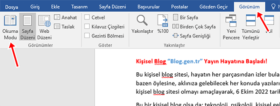 Word'de Okuma Modu Nasıl Açılır? - 1 Word'de Okuma Modu Nasıl Açılır? - 1