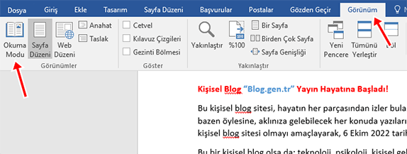 Word'de Okuma Modu Nasıl Açılır? - 1