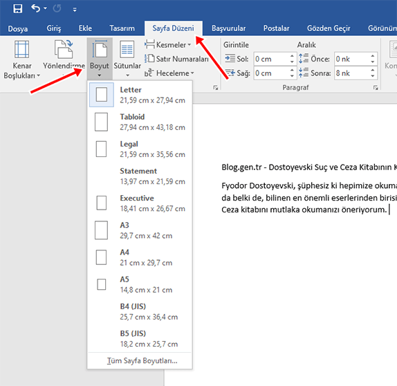 Word'de Sayfa Boyutu Ayarlama Nasıl Yapılır? - 1
