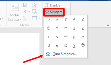 Word'de Simge Ekleme Nasıl Yapılır? - 2