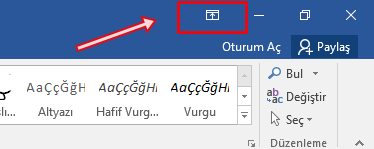 Word'de Üst Menü Şeridini Gizleme ve Açma Nasıl Yapılır? - 1 Word'de Üst Menü Şeridini Gizleme ve Açma Nasıl Yapılır? - 1