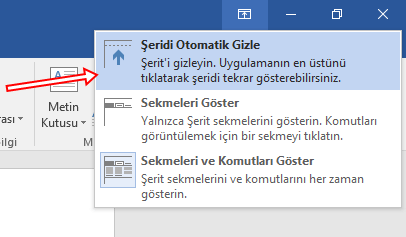 Word'de Üst Menü Şeridini Gizleme ve Açma Nasıl Yapılır? - 2