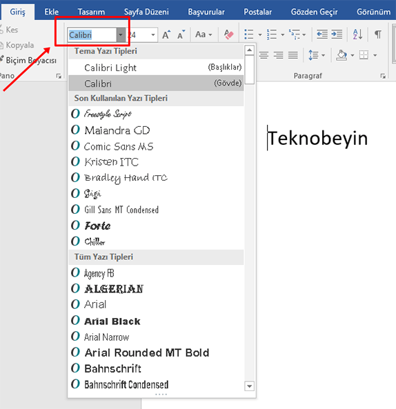 Word'de Yazı Tipi Değiştirme Nasıl Yapılır? - 1 Word'de Yazı Tipi Değiştirme Nasıl Yapılır? - 1