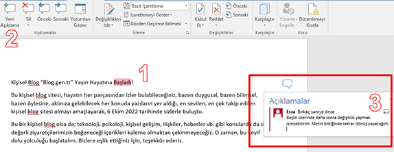 Word'de Yorum (Açıklama) Ekleme Kaldırma Nasıl Yapılır? - 2 Word'de Yorum (Açıklama) Ekleme Kaldırma Nasıl Yapılır? - 2