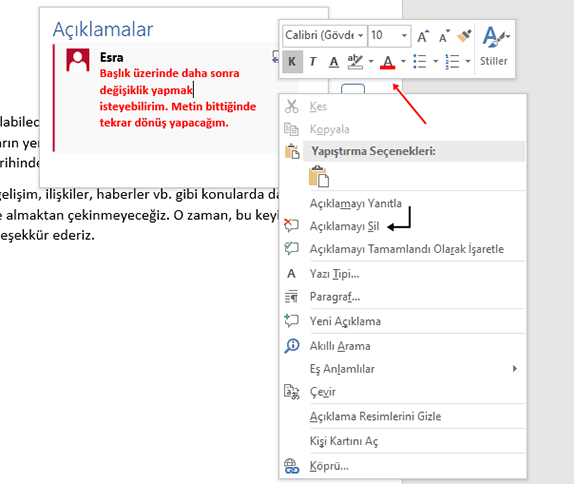 Word'de Yorum (Açıklama) Ekleme Kaldırma Nasıl Yapılır? - 3 Word'de Yorum (Açıklama) Ekleme Kaldırma Nasıl Yapılır? - 3