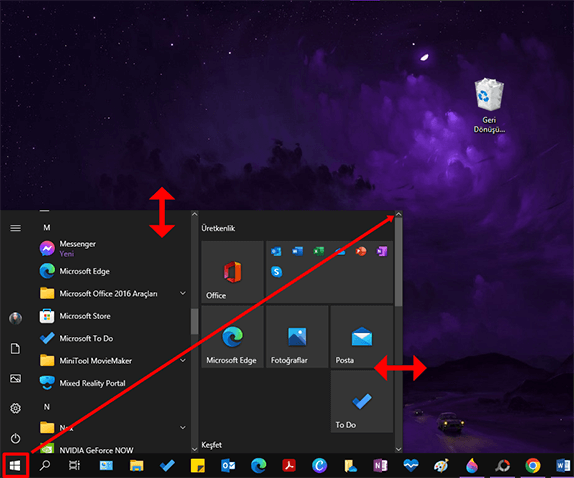 Windows 10 Başlangıç Ekranını Boyutlandırma Nasıl Yapılır? - 2