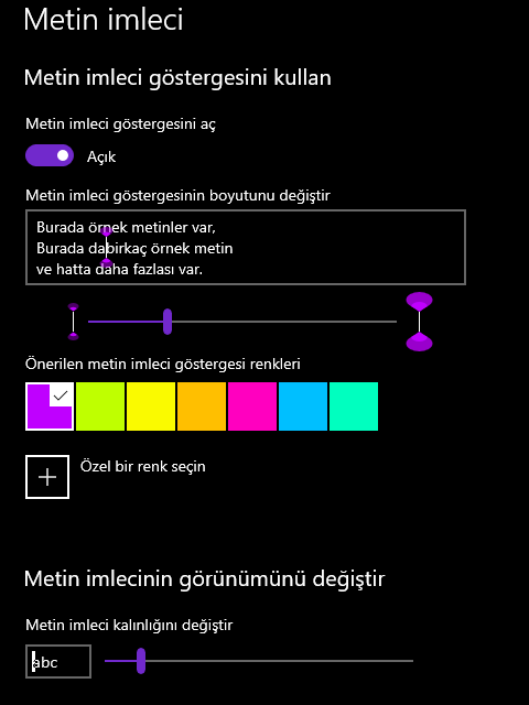 Windows 10 Metin İmleç Özelleştirme Nasıl Yapılır? - 5